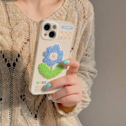 FluffyFlowerFauxLeatherPhoneCase2