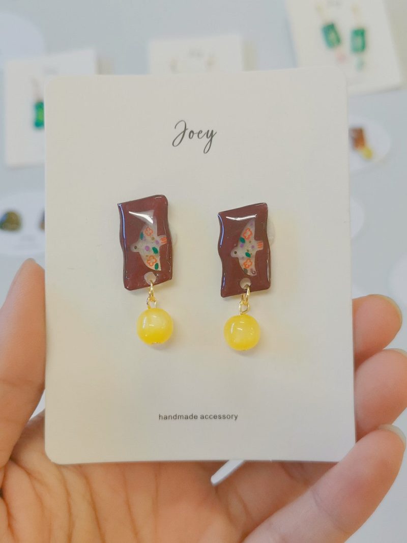 FlyingBirdShrinkPlasticEarring