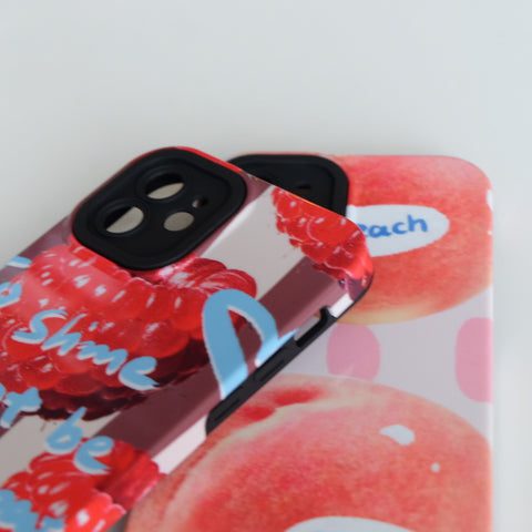 Fresh Raspberry and Peach Print Phone Case