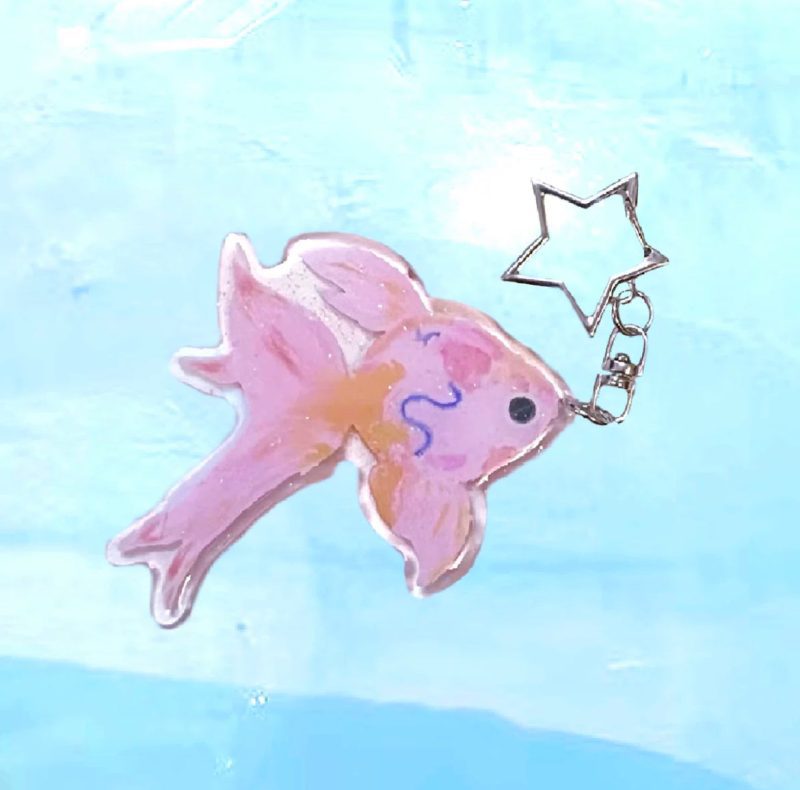 GlitteryResinCuteFishKeychain2