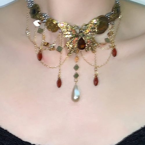 GoldenButterflyTasselChoker3