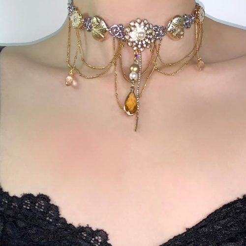 GoldenFlowersTasselChoker2