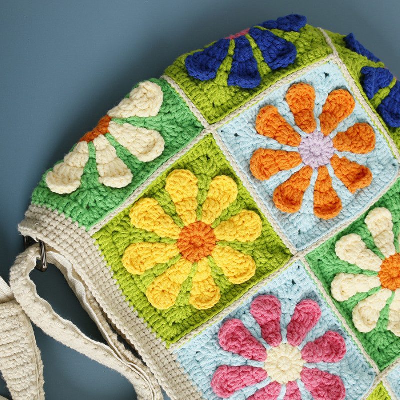 GrannySquareFlowerCrochetShoulderBag8