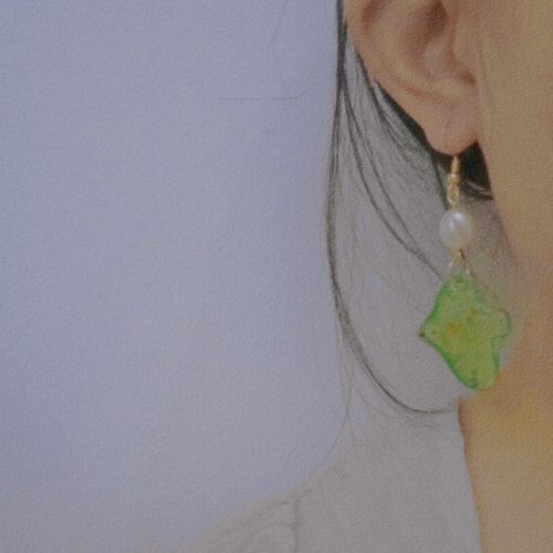 GreenBirdAndFishAsymmetricShrinkPlasticEarring3