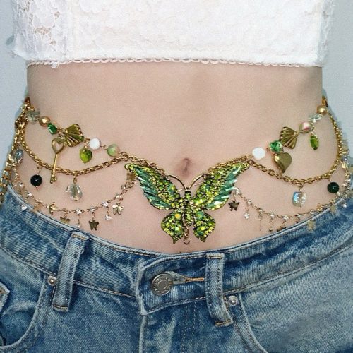 GreenButterflyPendantTasselLayeredNecklaceWaistChain1 b3a27775 bb2a 4895 a79a e133f5118111