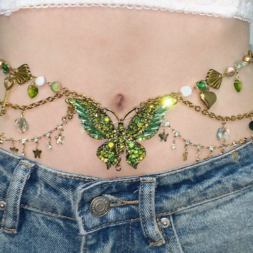 GreenButterflyPendantTasselLayeredNecklaceWaistChain3 51f352c2 b069 4407 a6b0 a1fe10405c28