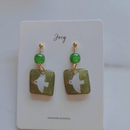 GreenFlyingBirdShrinkPlasticEarring3