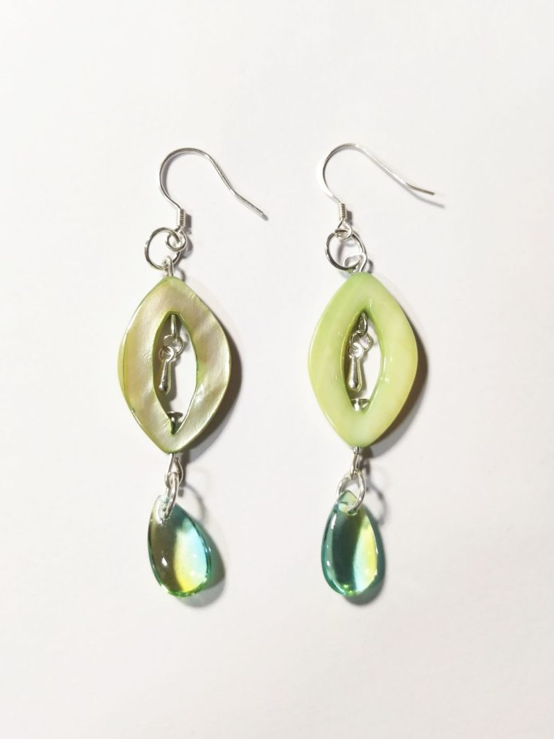 GreenShellTearDangleEarring