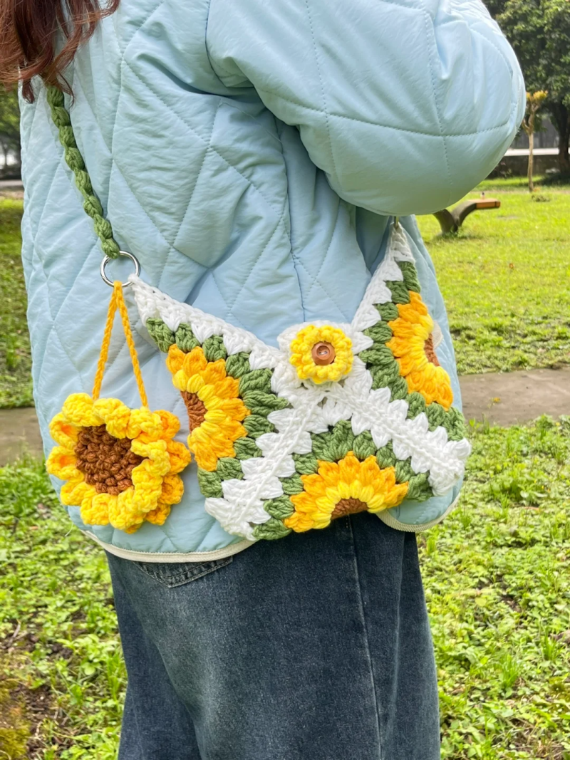 HandmadeSunflowerCrochetShoulderBag7