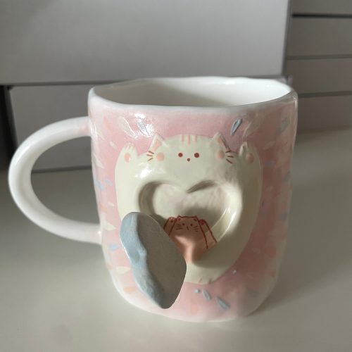 HandmadeSurpriseCat sHeartCeramicCup2