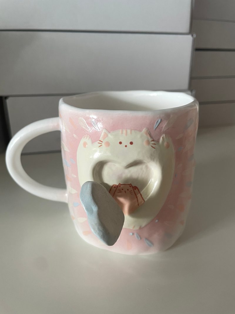 HandmadeSurpriseCat sHeartCeramicCup2