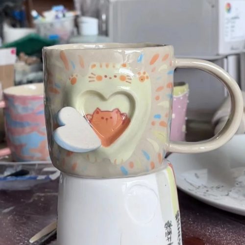 HandmadeSurpriseCat sHeartCeramicCup3 1