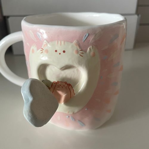 HandmadeSurpriseCat sHeartCeramicCup3