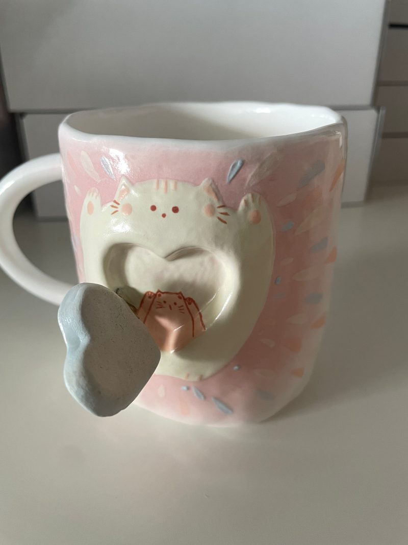 HandmadeSurpriseCat sHeartCeramicCup3