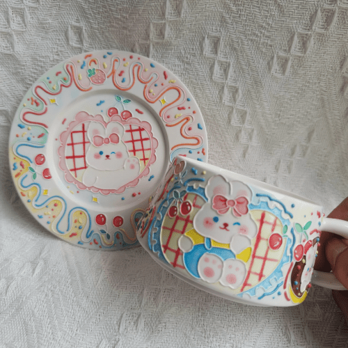 HappyBunnyUnderglazePaintingCeramicCupSet5