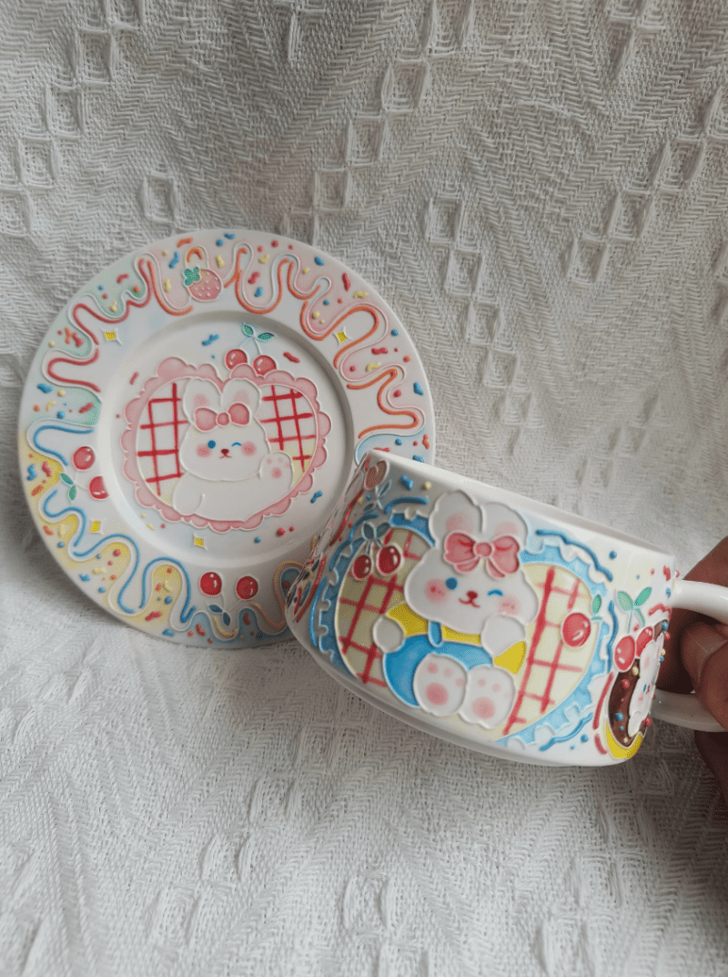 HappyBunnyUnderglazePaintingCeramicCupSet5