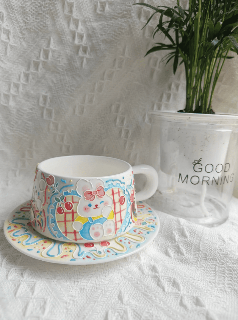 HappyBunnyUnderglazePaintingCeramicCupSet6