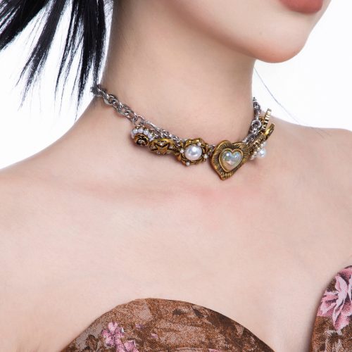 HeartButtonsStarPearlChoker5