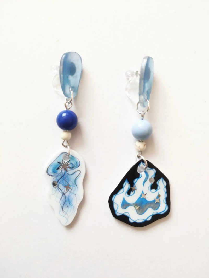 JellyfishFireAsymmetricShrinkPlasticEarring3