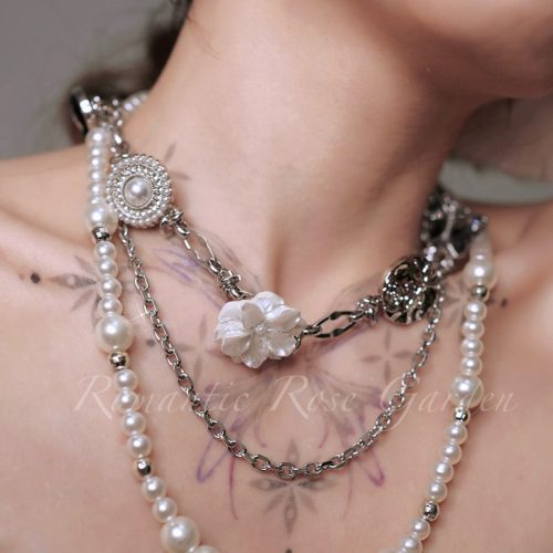 LadyMaryDoubleStrandWhiteFlowerChoker5