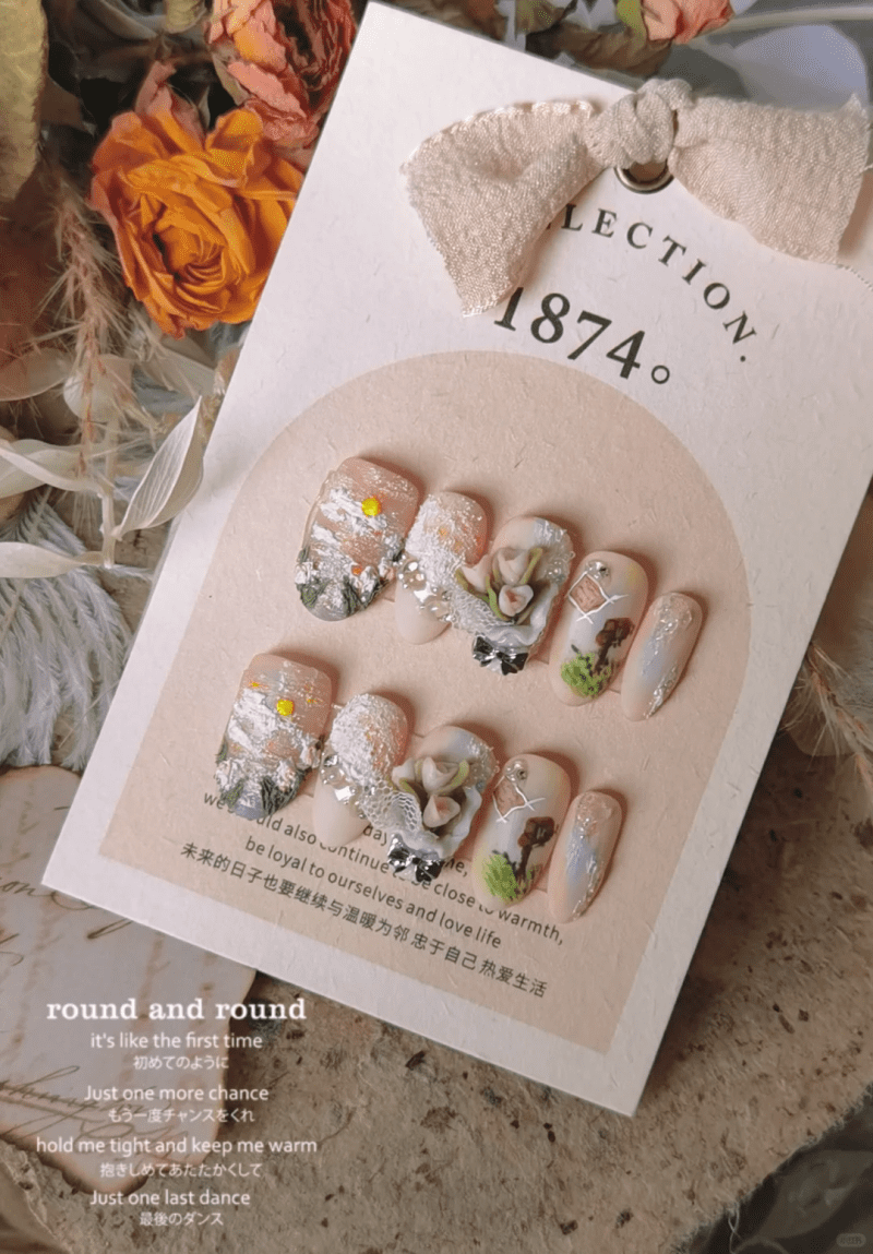 LettersFromtheIsland3DFlowerPressOnNailsSet4