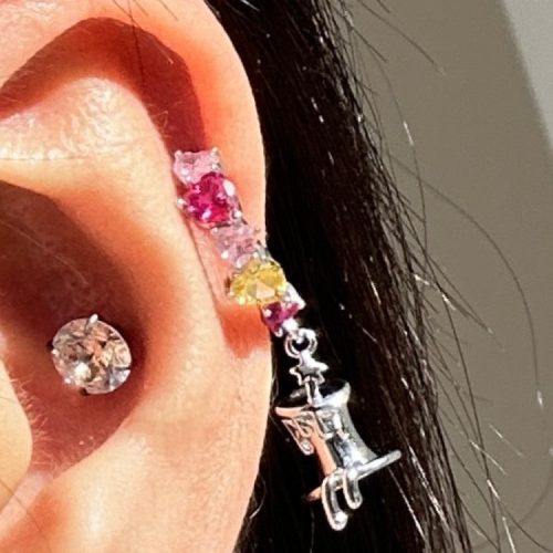 MeltedCandleZirconHoopEarring4