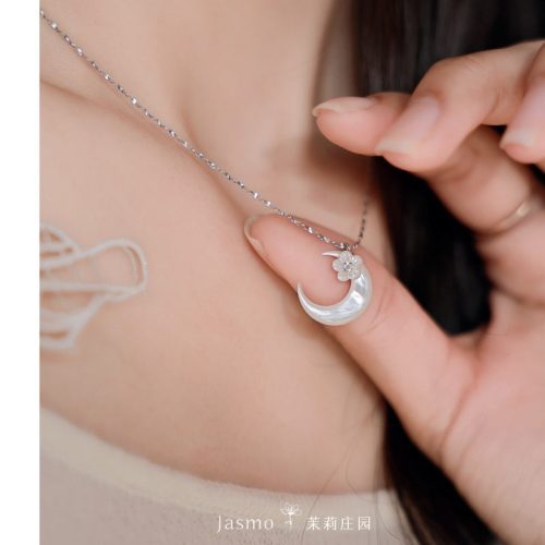 MoonFlowerPendantSilverNecklace8