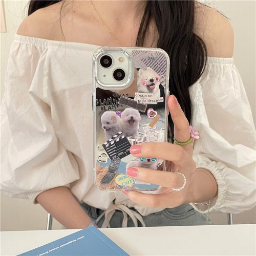 [ Meme Case ] Smile cat and dog mirror phone case | phone accessories | Three Fleas