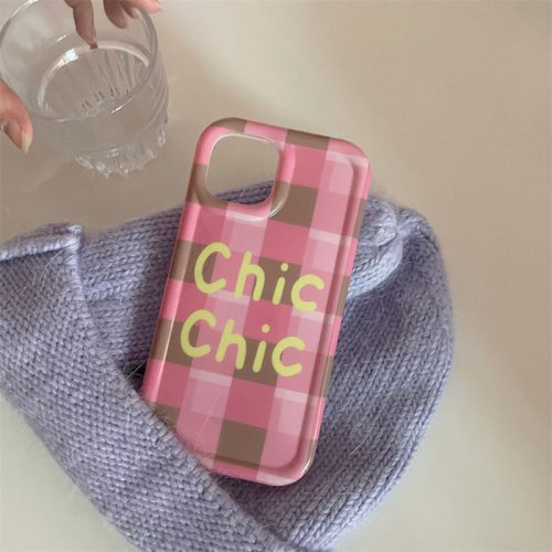 Simple Pink Checkered Case | phone accessories | Three Fleas