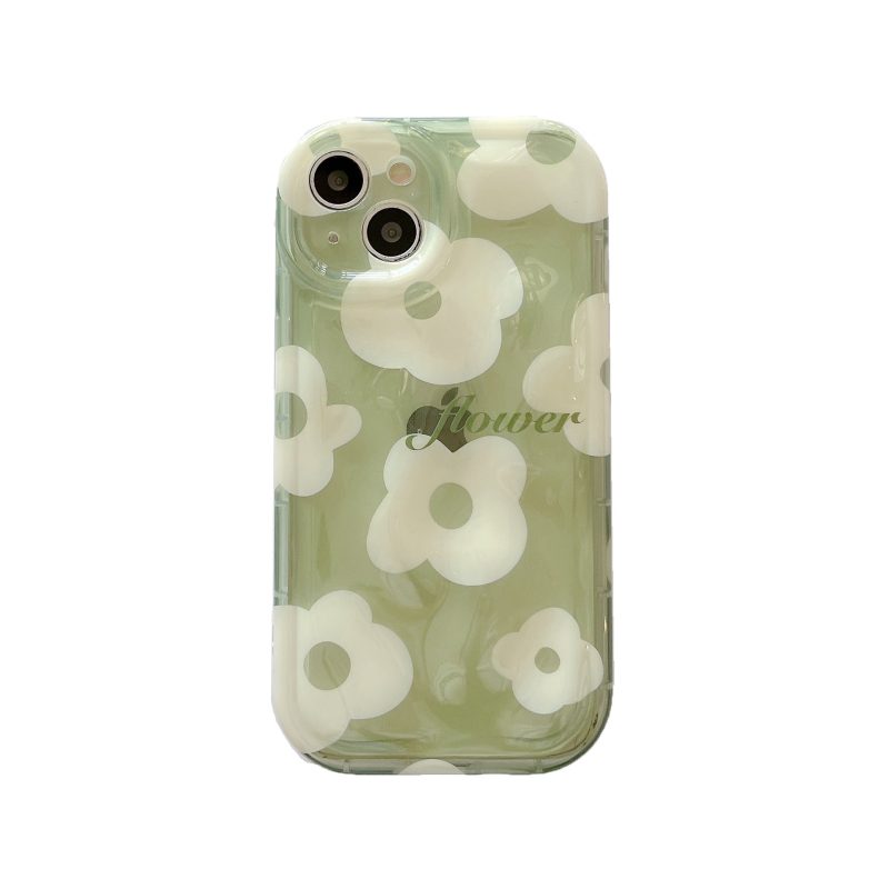 「iPhone」Semi-transparent Green Flower Coverphone accessories - Three Fleas