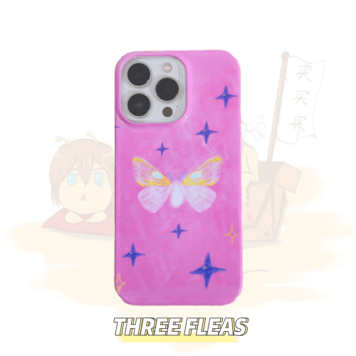 Original Pinksketchingbutterflyandstarsphonecase