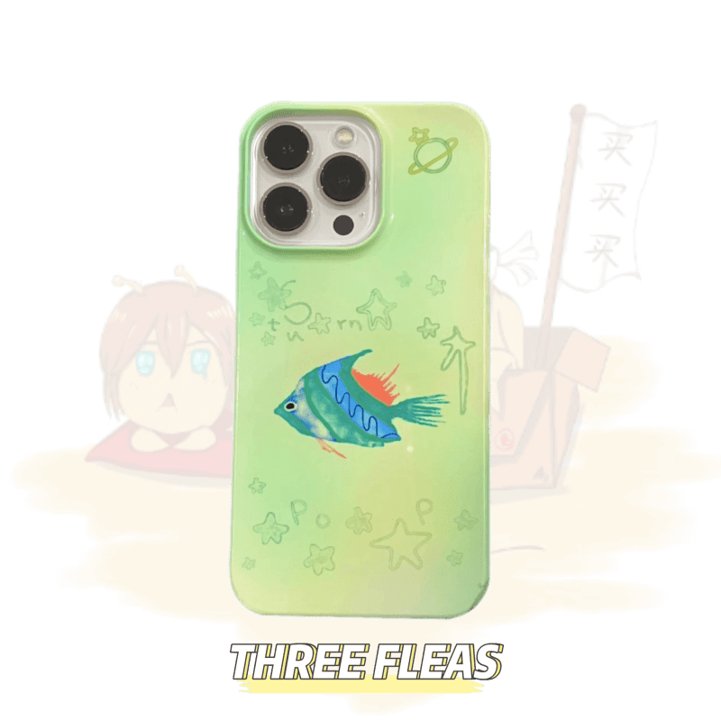 Original Watercolorpaintinggreentropicalfishphonecase