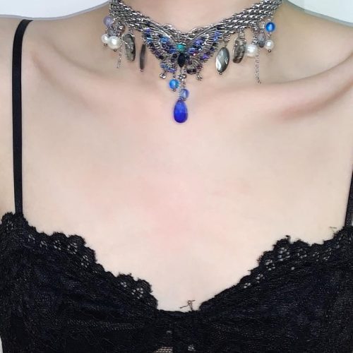 PeacockButterflyTasselChoker2