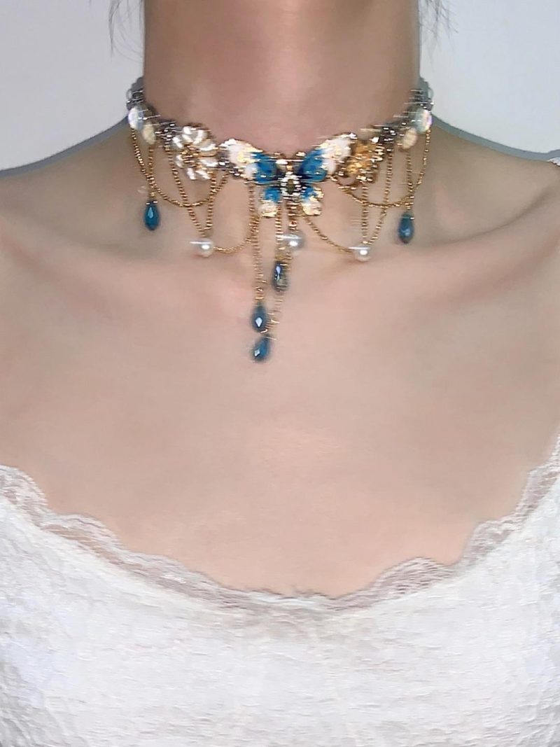 PeacockButterflyTasselChoker6