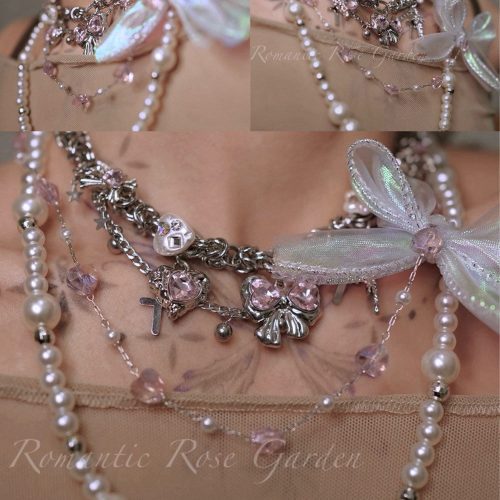 PinkBalletBowPearlChoker2