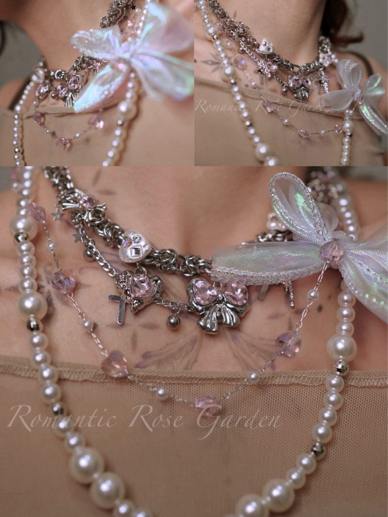 PinkBalletBowPearlChoker2