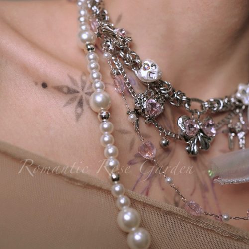 PinkBalletBowPearlChoker4