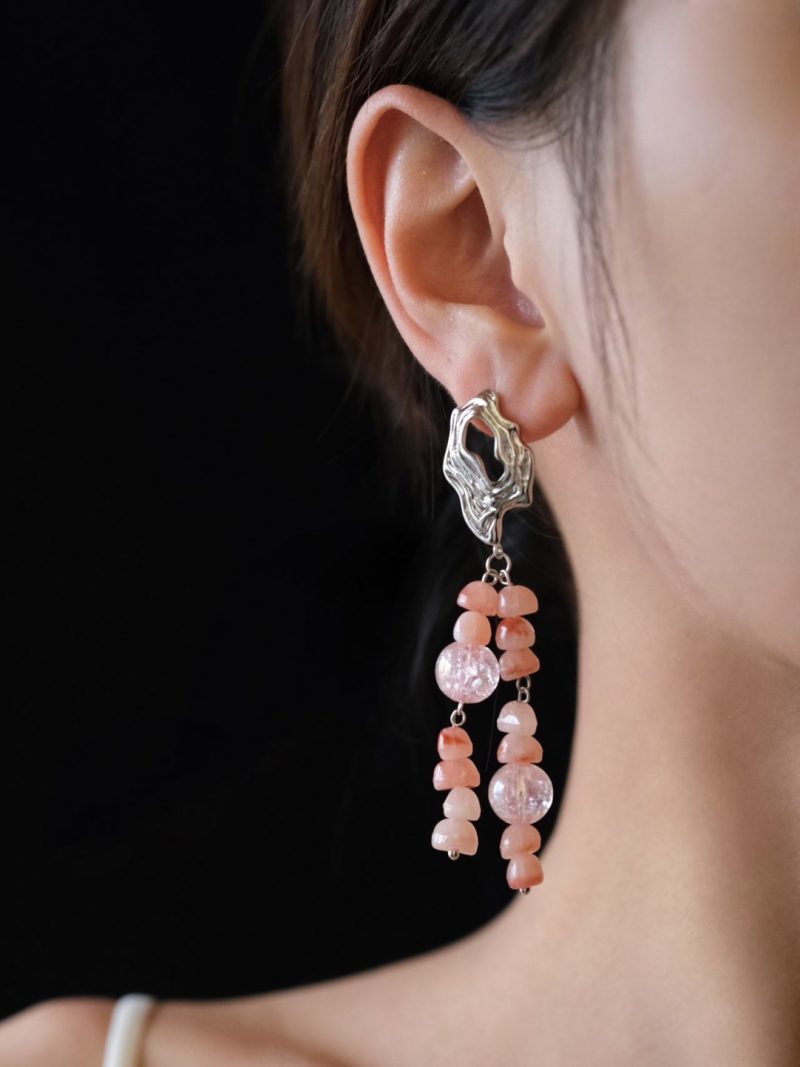 PinkBeadedDropEarrings1