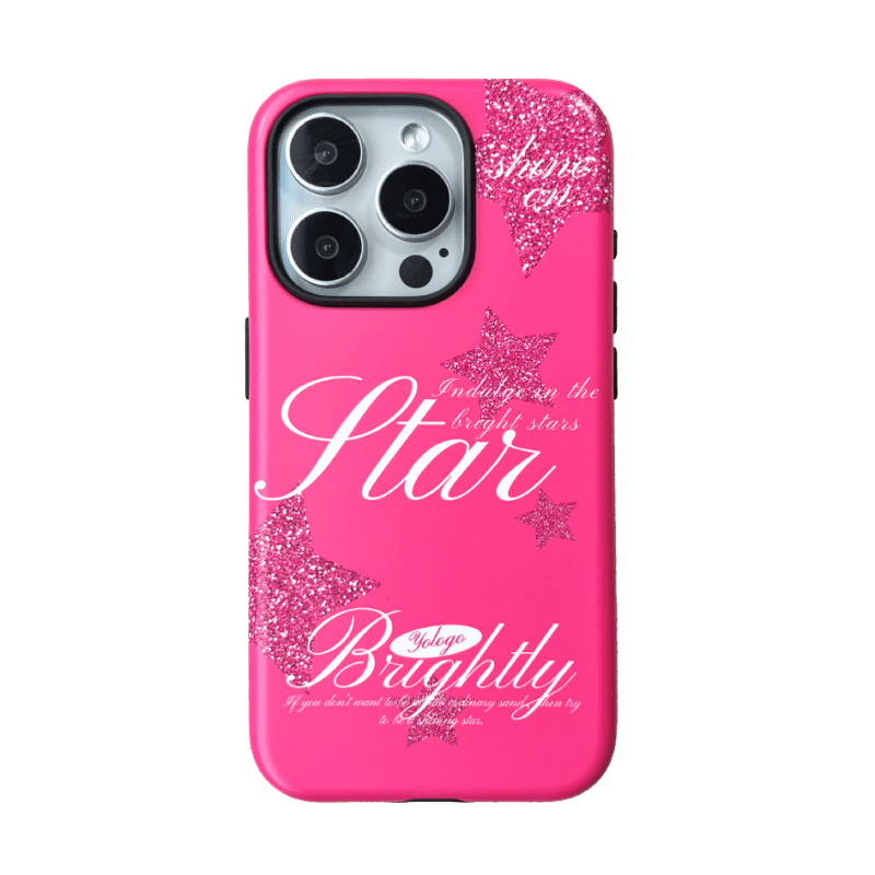 PinkBrightlyStarPrintedDoubleLayerPhoneCase