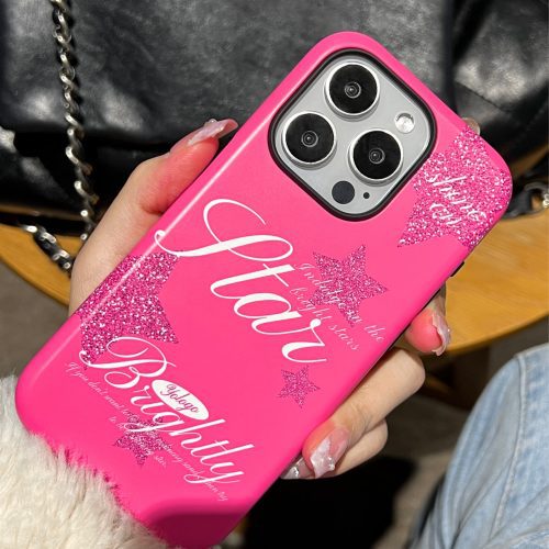 PinkBrightlyStarPrintedDoubleLayerPhoneCase2