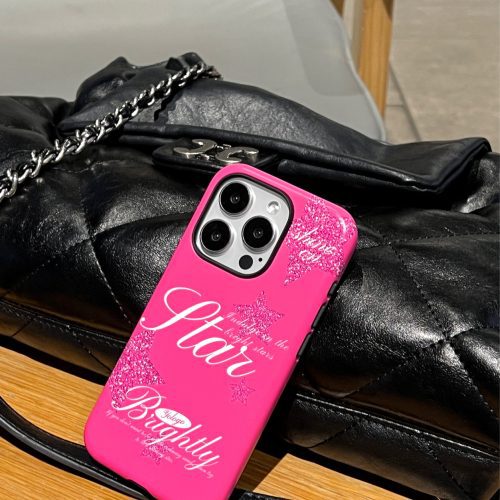 PinkBrightlyStarPrintedDoubleLayerPhoneCase3