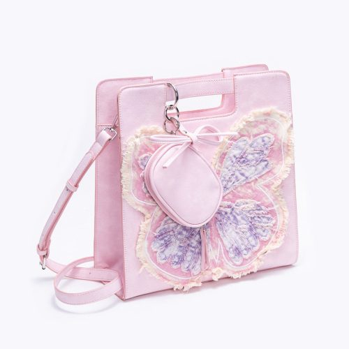 PinkButterflyShoulderToteBag5