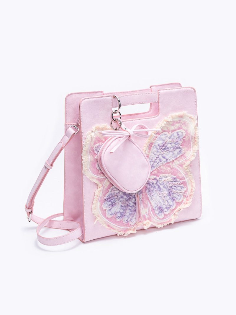 PinkButterflyShoulderToteBag5