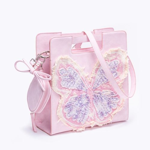 PinkButterflyShoulderToteBag6