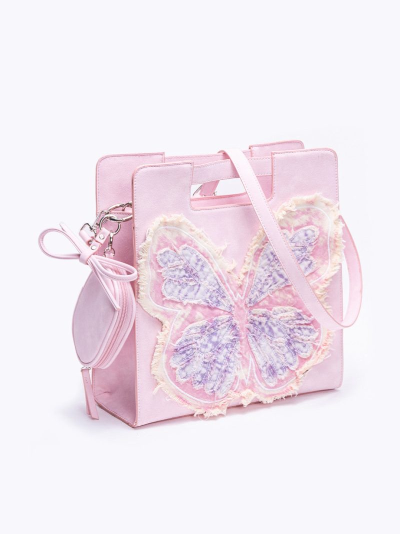 PinkButterflyShoulderToteBag6