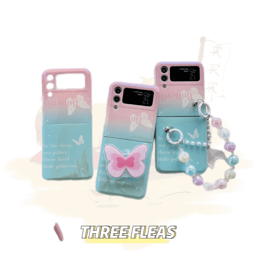 PinkGreenButterflyGalaxyZFlip3 4PhoneCase