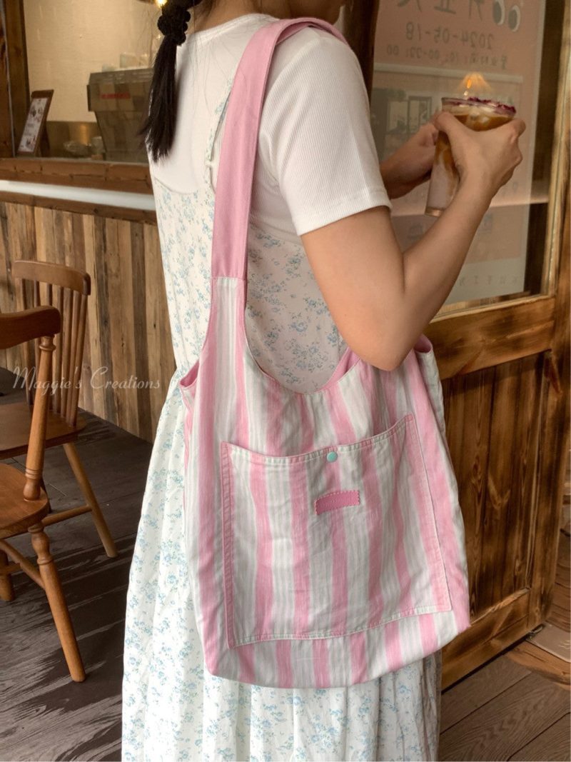 PinkGreenStripesShoulderBag1