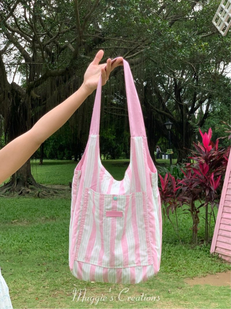 PinkGreenStripesShoulderBag3