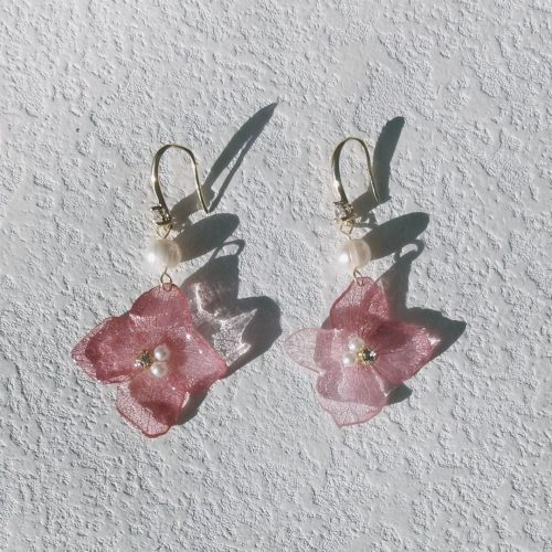 PinkHydrangeaResinEarrings3