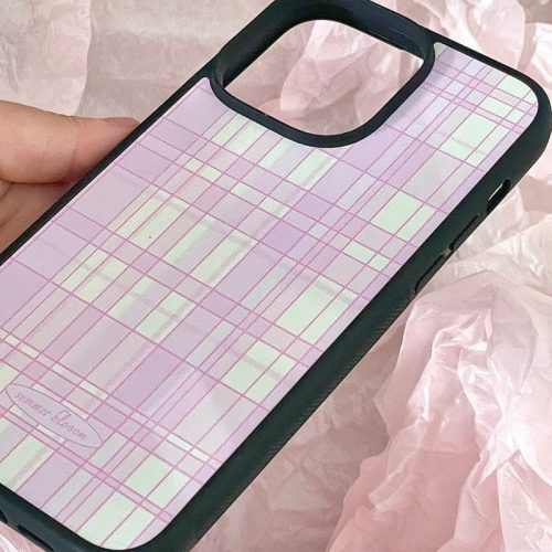 PinkWhitePlaidprintedPhoneCase4